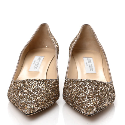 Jimmy Choo Coarse Glitter Fabric Pointy Toe Aza 40 Pumps 39.5 Antique Gold 2 of 7