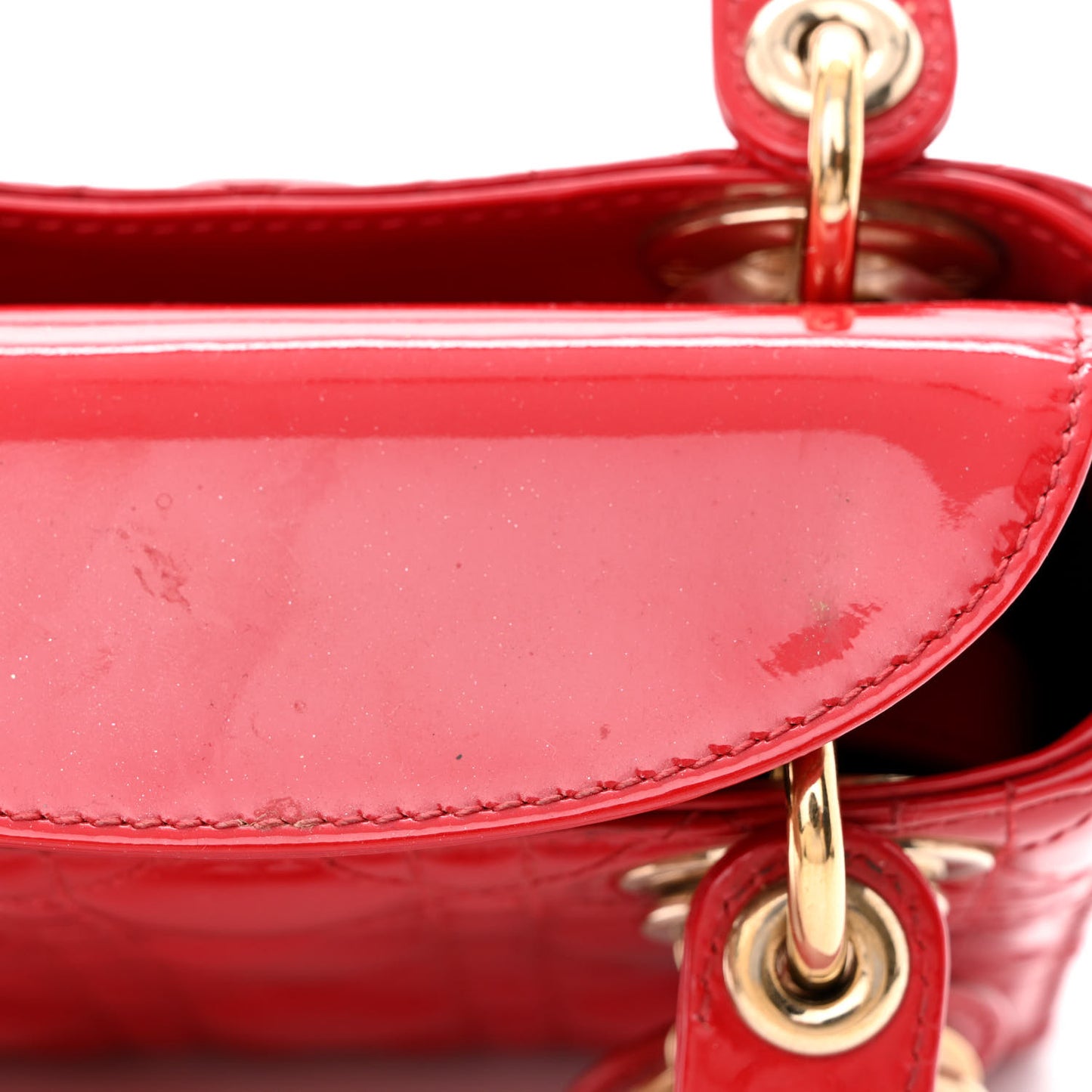 Patent Cannage Mini Lady Dior Red