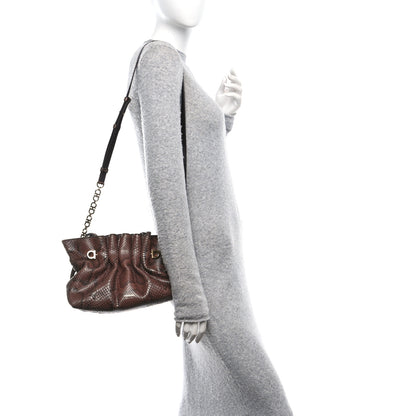 Salvatore Ferragamo Snakeskin Small Dumpling Soft Bag Testa di Moro 2 of 9