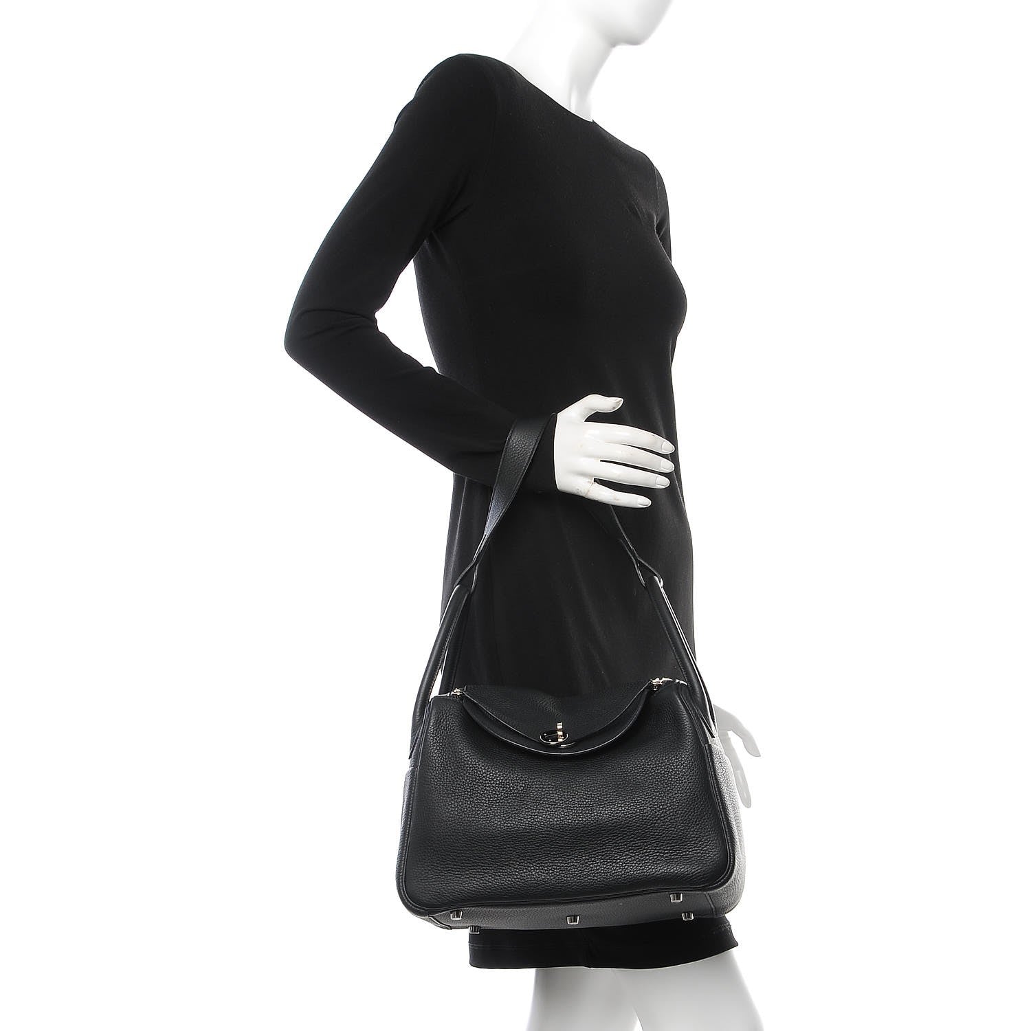Hermes Taurillon Clemence Verso Lindy 30 Black Toffee 2 of 8