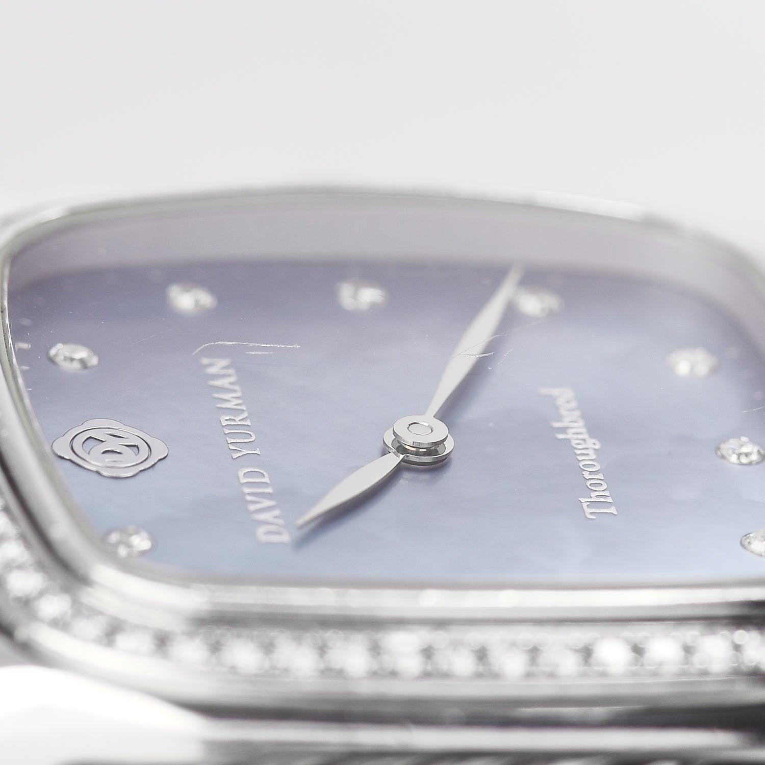 David Yurman Stainless Steel Diamond Bezel Blue Mother of Pearl 32mm Thoroughbred Quartz Watch 5 of 5