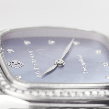 David Yurman Stainless Steel Diamond Bezel Blue Mother of Pearl 32mm Thoroughbred Quartz Watch 5 of 5