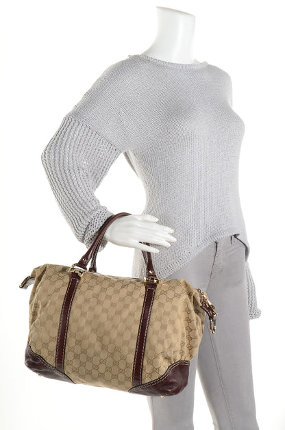 Gucci Monogram Horsebit Nail Medium Boston Brown 2 of 7