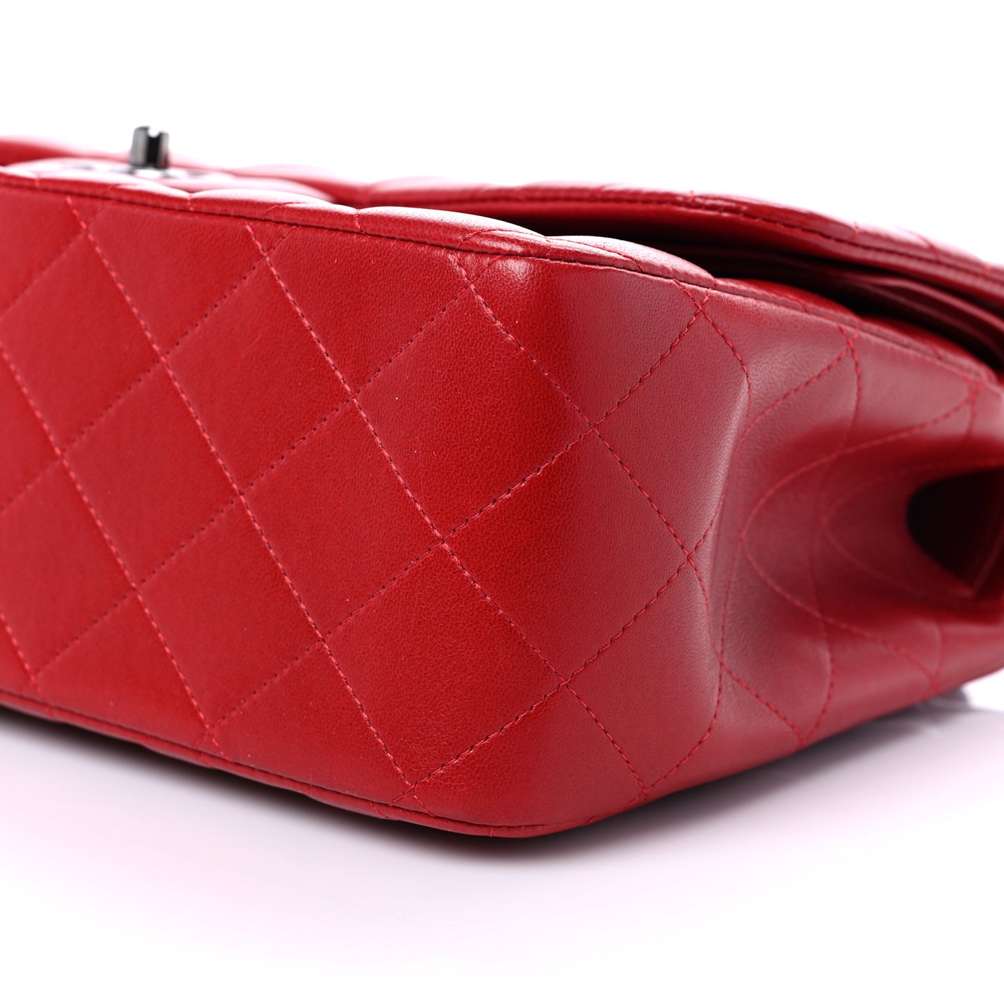 Lambskin Quilted Jumbo Double Flap Red