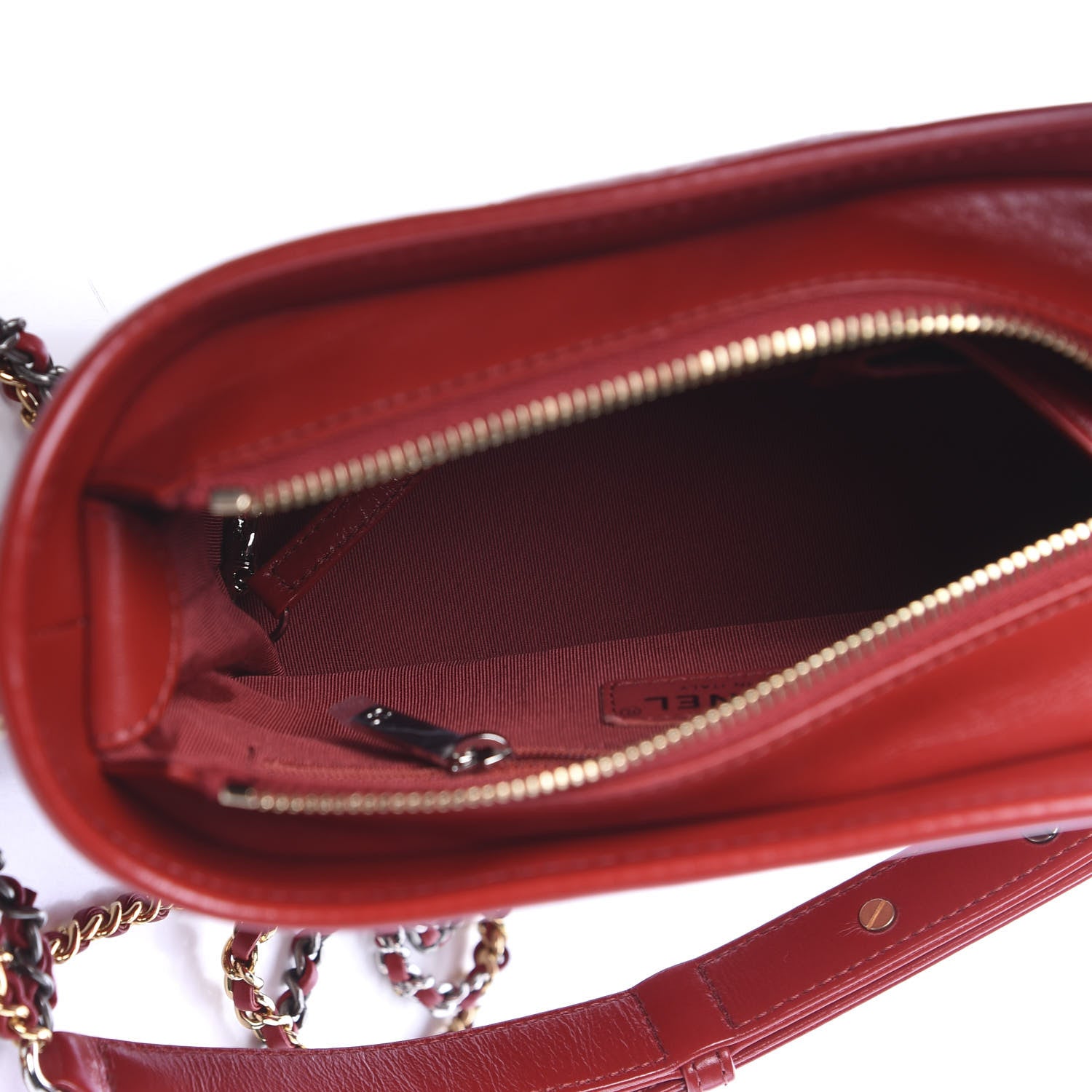 Chanel Aged Calfskin Chevron Quilted Small Gabrielle Hobo Red 4 of 11