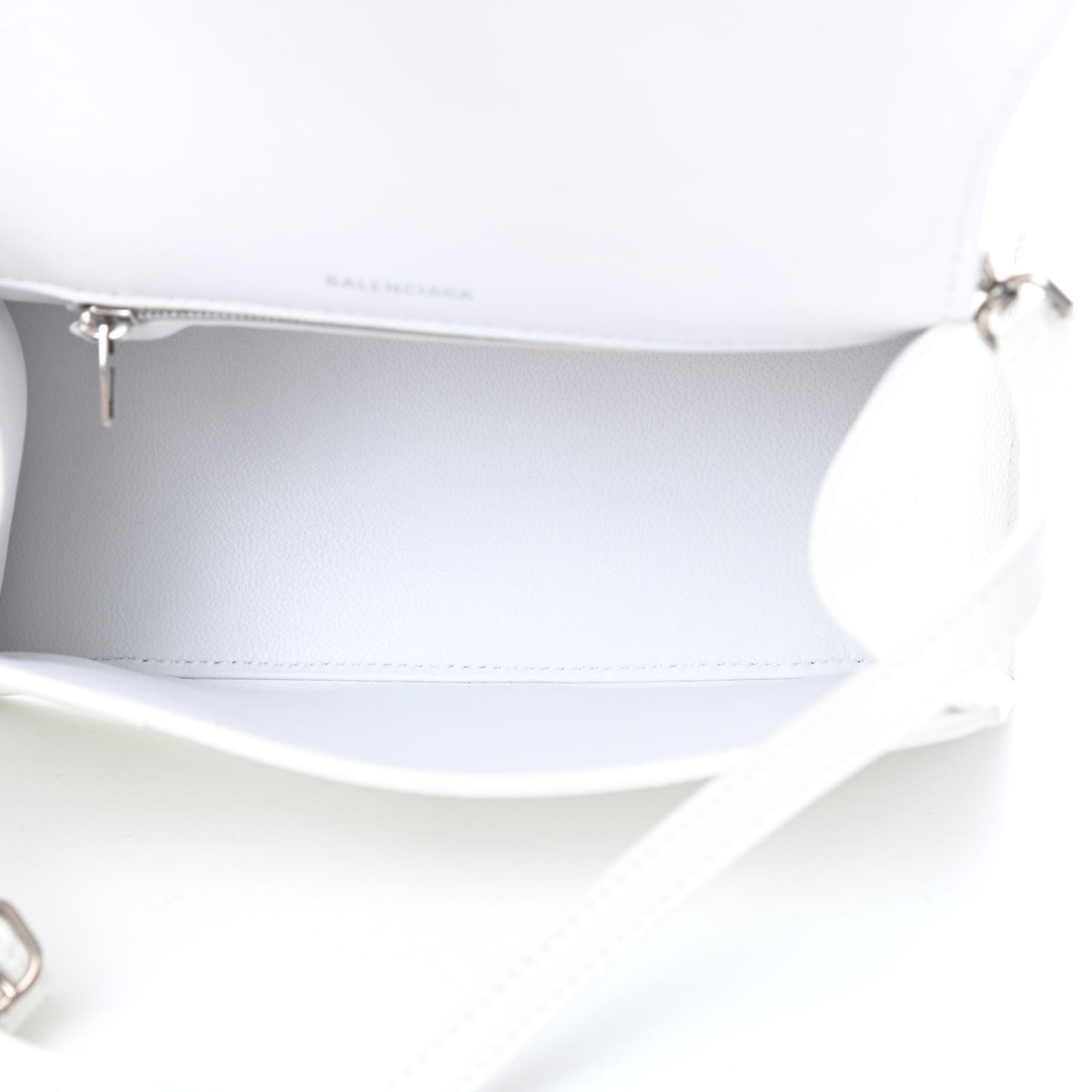 Grained Calfskin Small Hourglass Top Handle Bag White