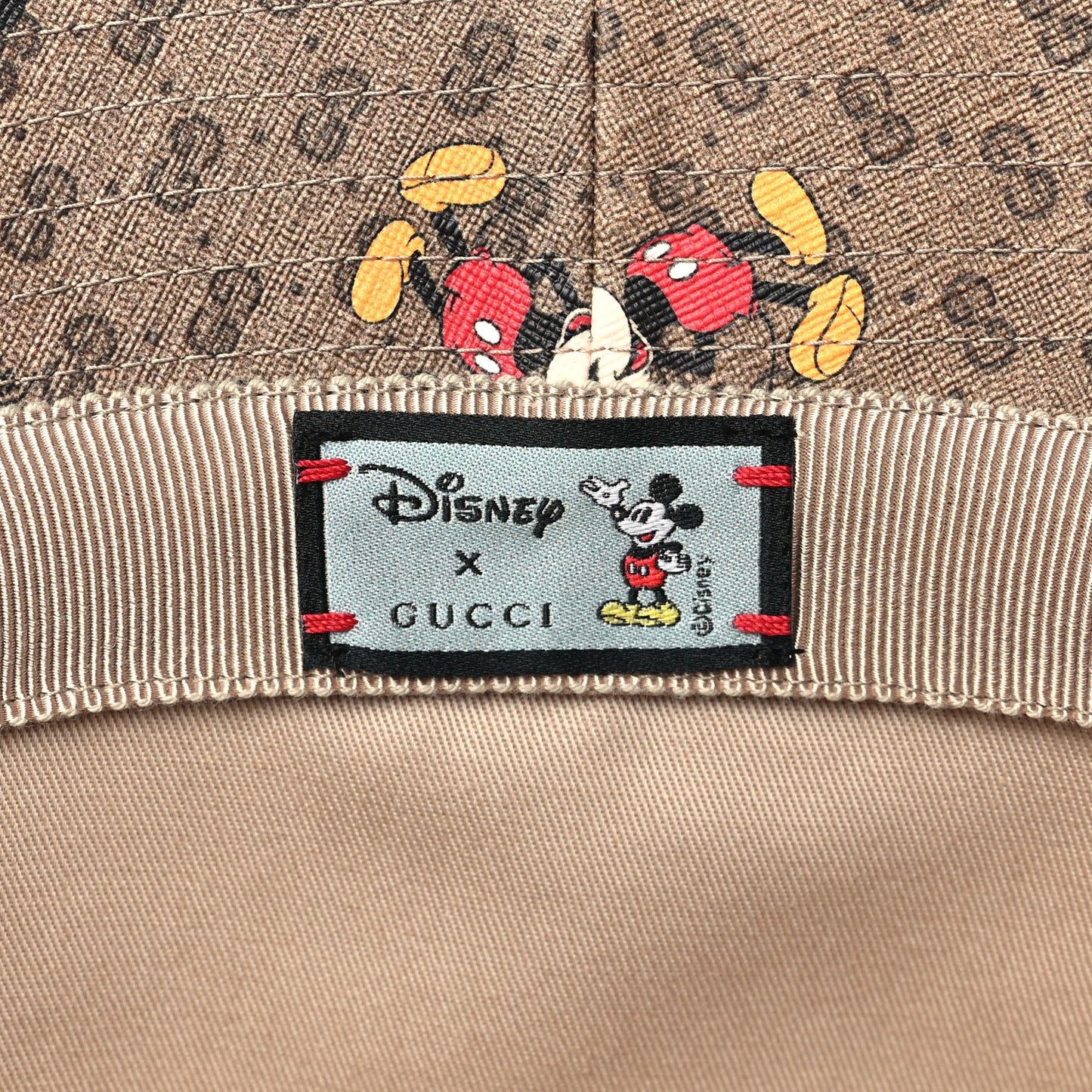 X DISNEY Mini Vintage GG Supreme Monogram Mickey Mouse Trent Bucket Hat M Beige Ebony Yellow