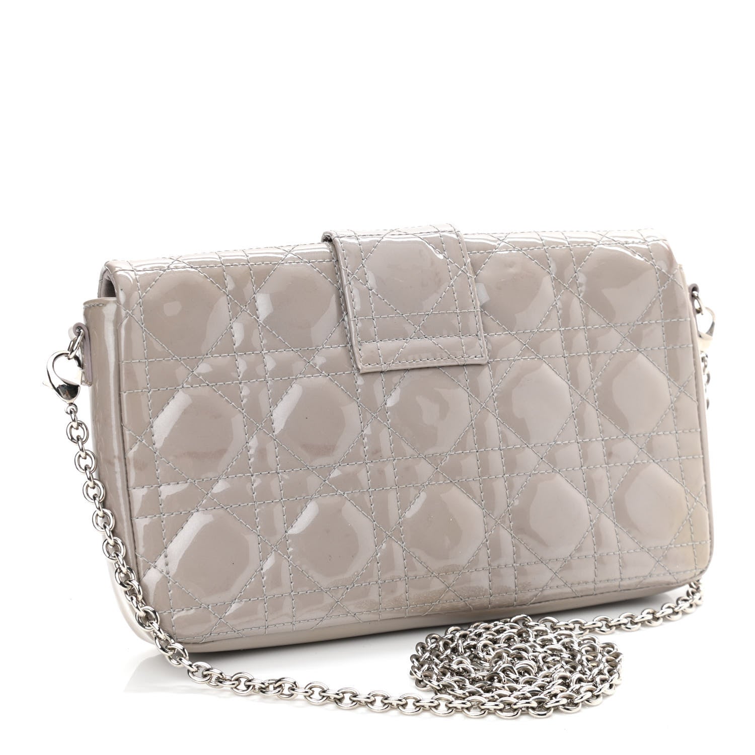 Christian Dior Patent Cannage New Lock Pouch Grey 3 of 11