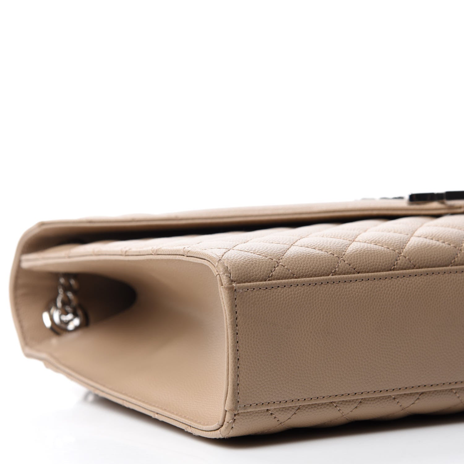 Saint Laurent Grain De Poudre Large Tri-Quilt Monogram Satchel Dark Beige 6 of 14