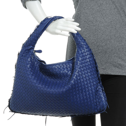 Bottega Veneta Nappa Intrecciato Fuzzy Maxi Veneta Hobo Sapphire 2 of 8