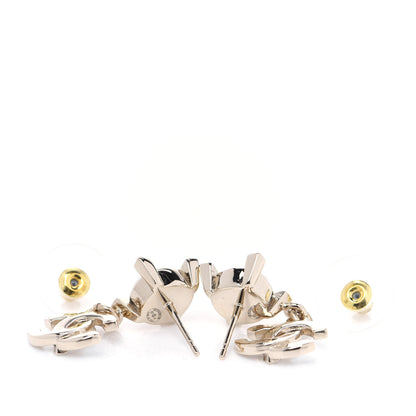 Chanel Crystal Pearl CC Drop Earrings Gold 4 of 6