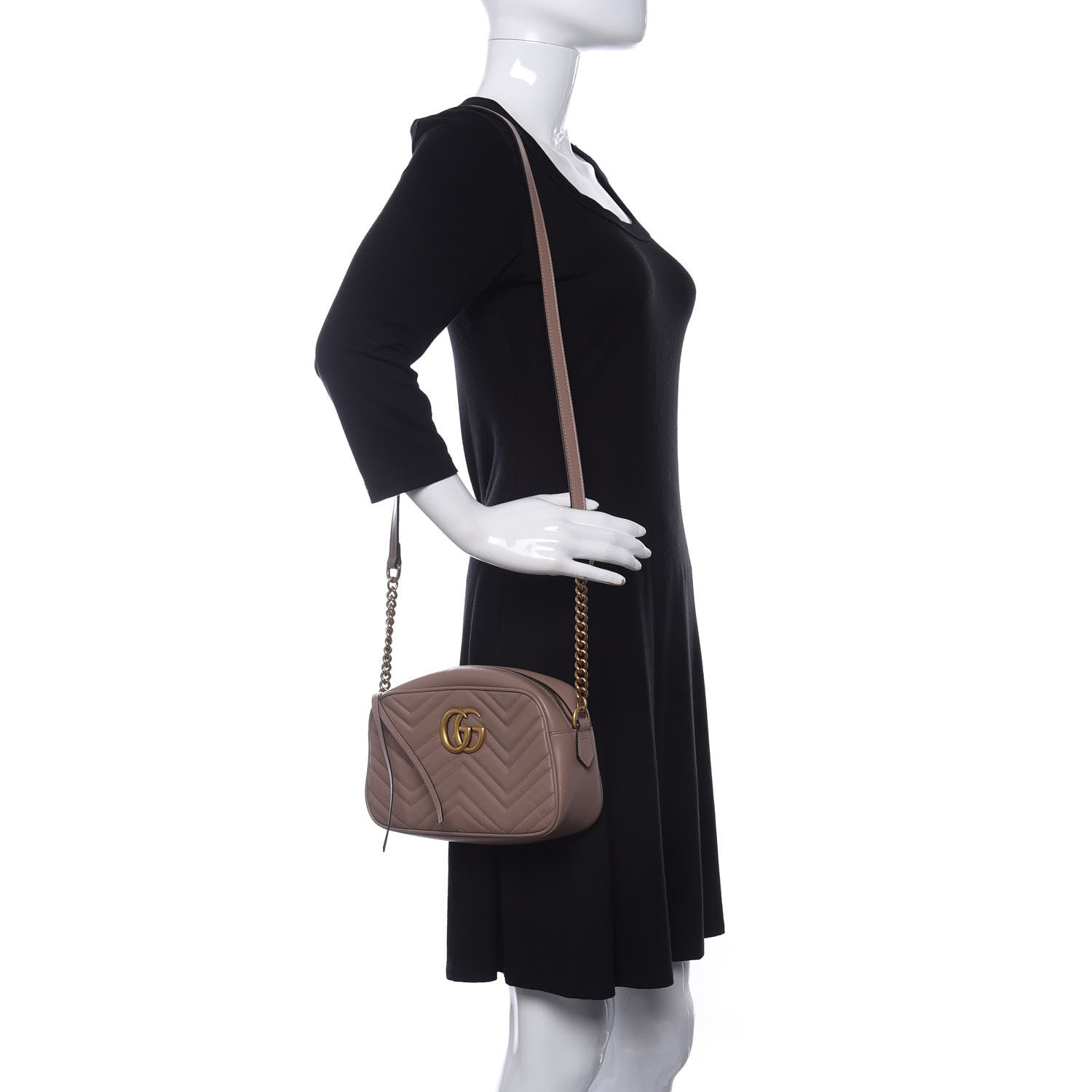 Gucci Calfskin Matelasse Small GG Marmont Chain Shoulder Bag Porcelain Rose 2 of 11