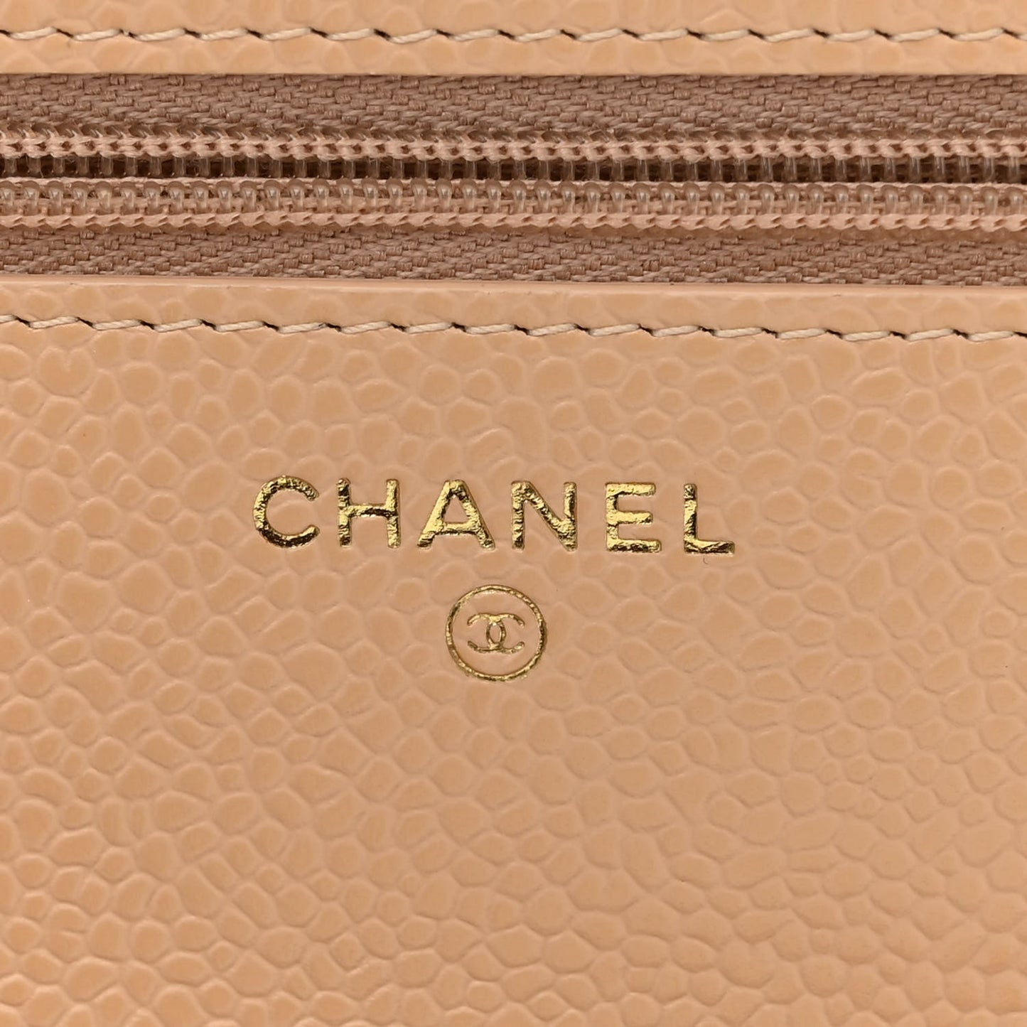 Caviar Quilted Wallet On Chain WOC Beige