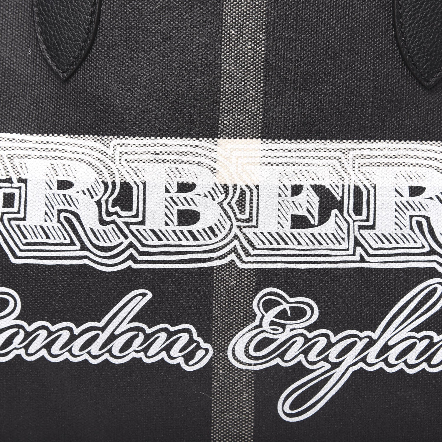 Burberry Coated Canvas Mega Check Medium Doodle Tote Black White 4 of 9