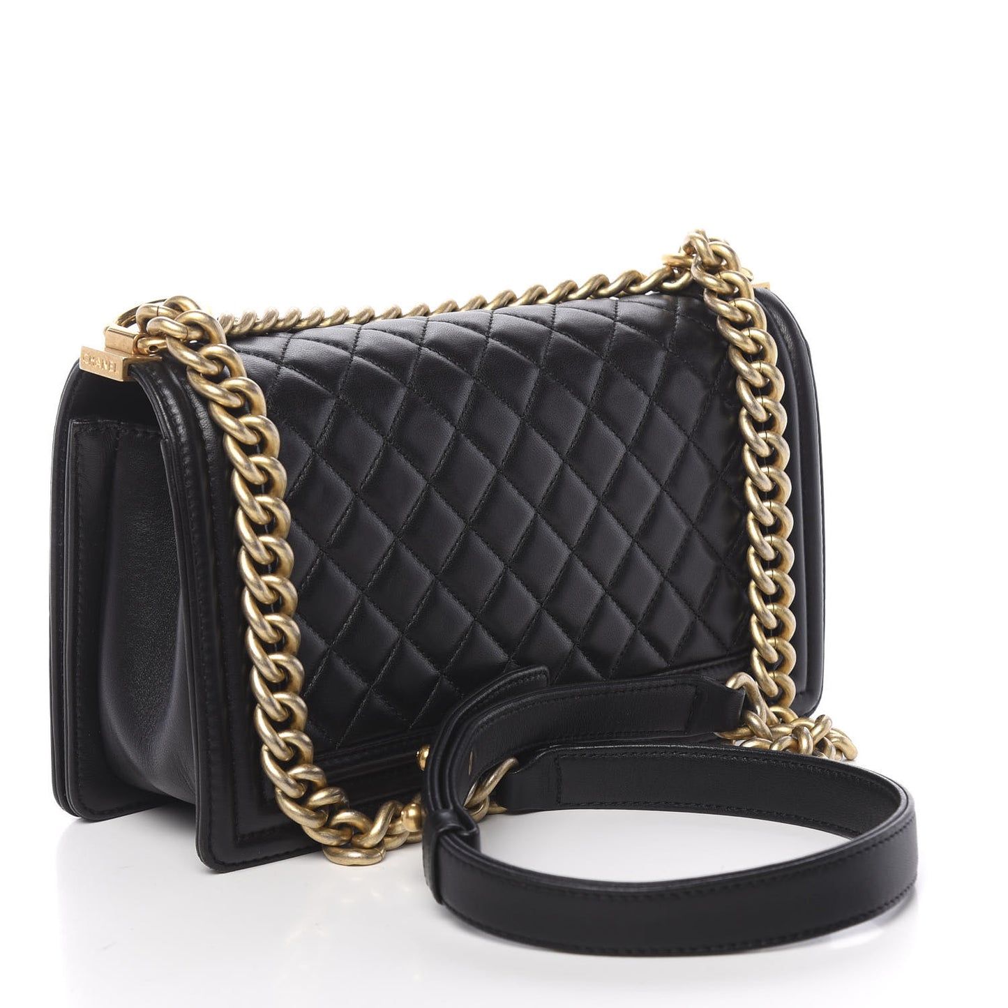 Lambskin Quilted Medium Boy Flap Black