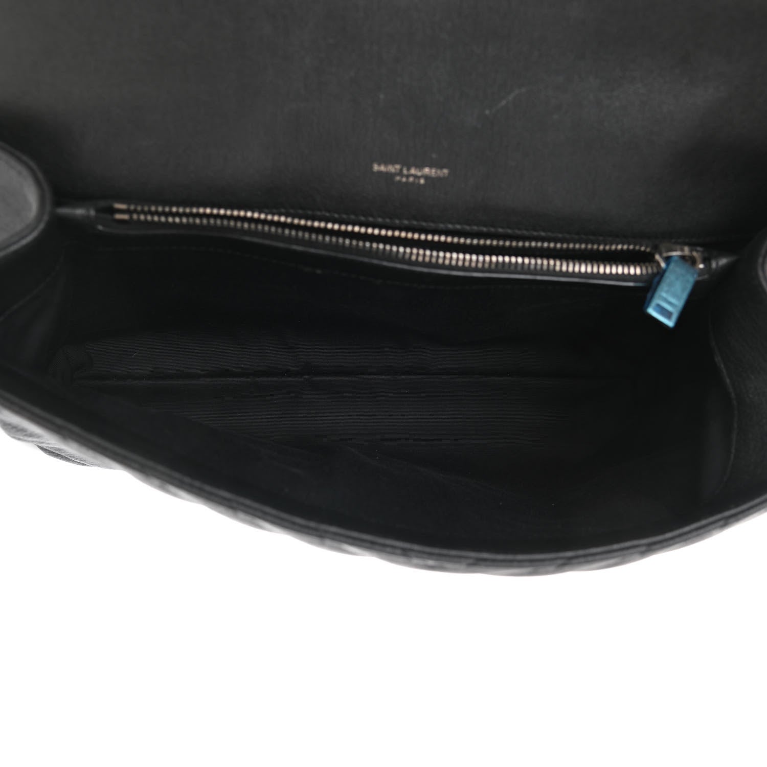 Saint Laurent Sheepskin Matelasse Chevron Monogram Large College Satchel Black 5 of 9