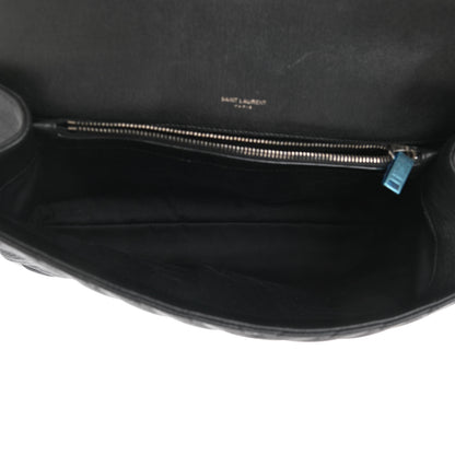 Saint Laurent Sheepskin Matelasse Chevron Monogram Large College Satchel Black 5 of 9