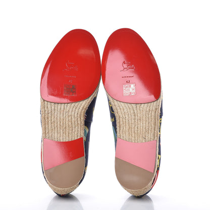Christian Louboutin Tissu Mens Papi Hugo Medailles Flat Espadrille 42 Navy Gold 5 of 9