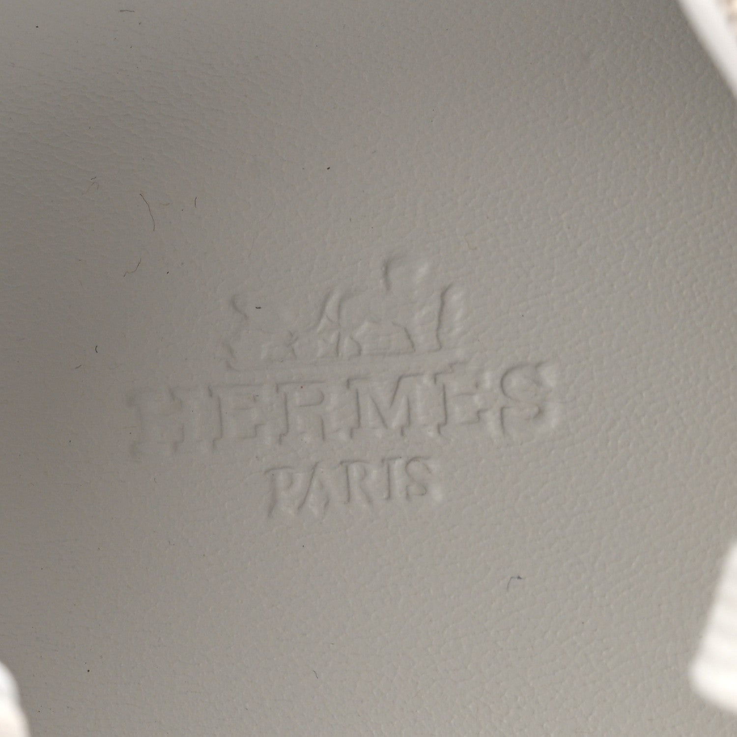 Hermes Calfskin Canvas Kid Sneakers 38 Prunoir White 7 of 10