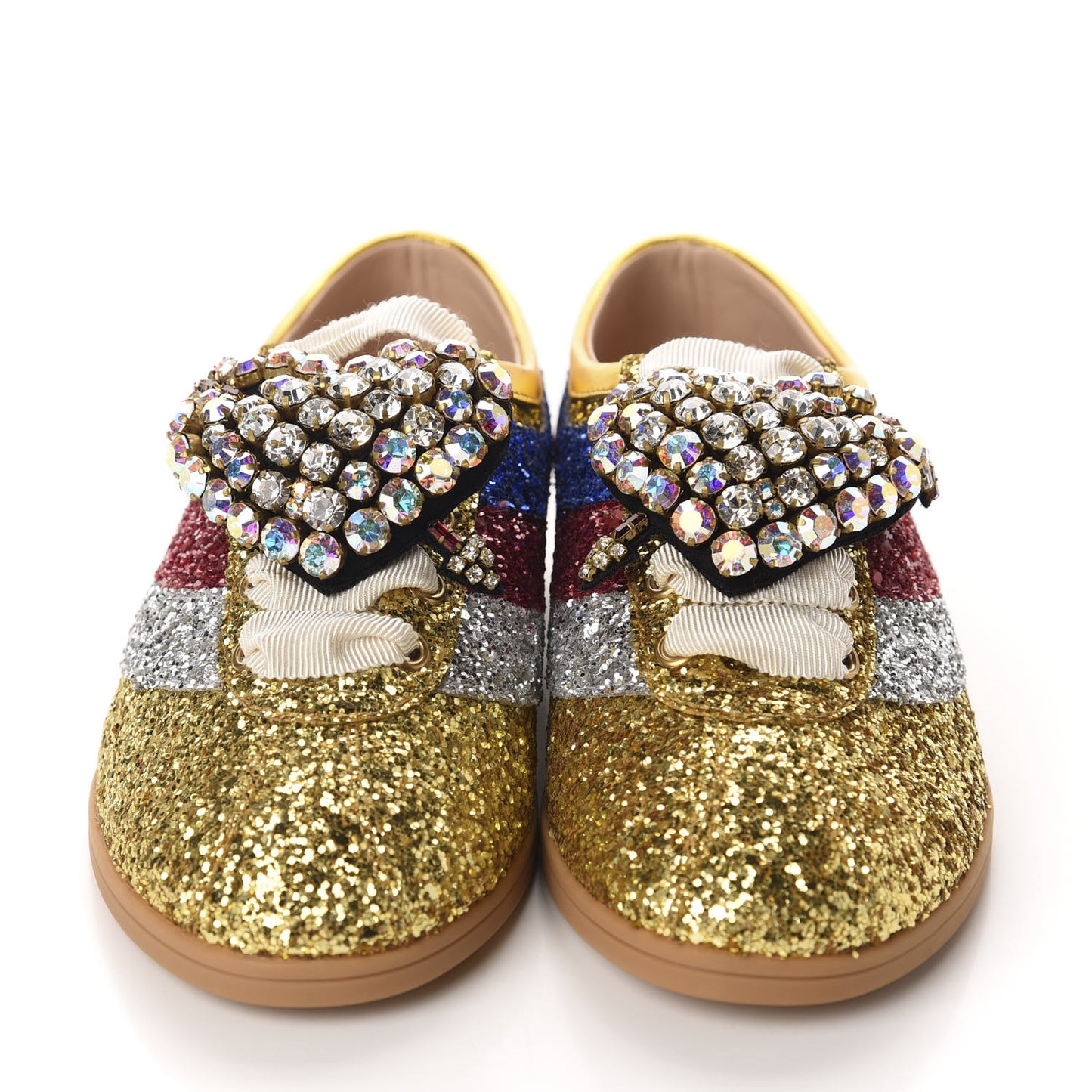 Glitter Fabric Pierced Heart Falacer Sneakers 36.5 Gold