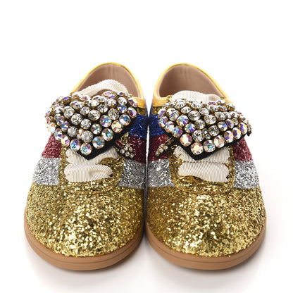 Gucci Glitter Fabric Pierced Heart Falacer Sneakers 36.5 Gold 2 of 11