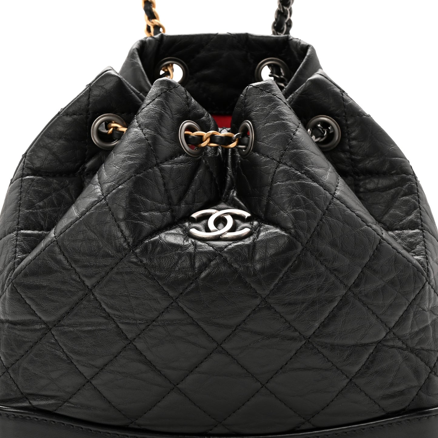 Aged Calfskin Quilted Small Gabrielle Backpack Black