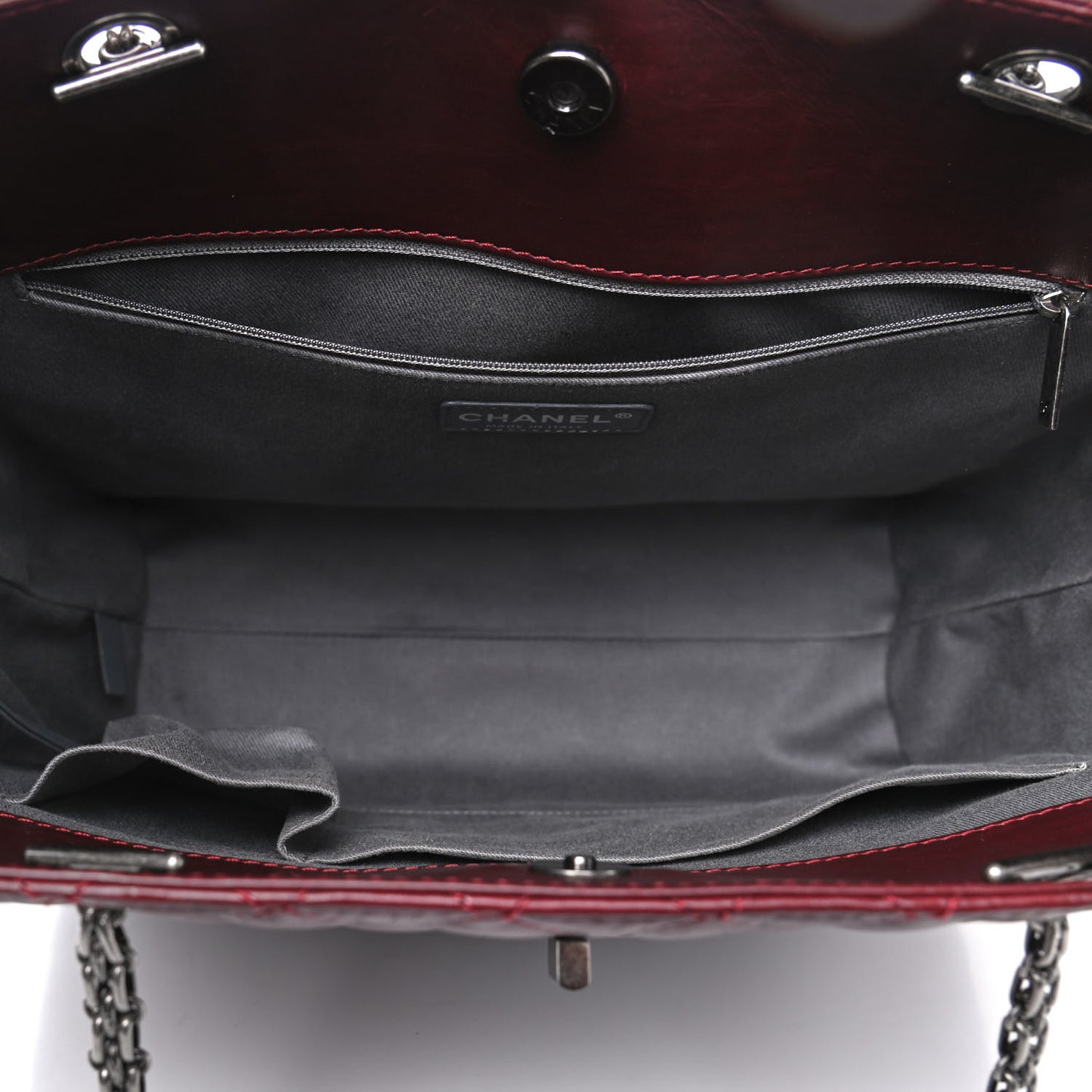 Aged Calfskin Quilted Reissue 2.55 Tote Dark Burgundy