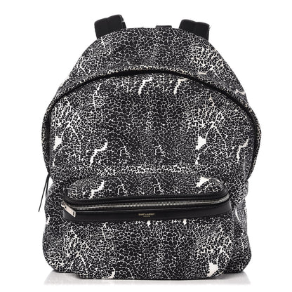 Saint Laurent Printed Canvas Hunting Backpack Black White 1 of 7