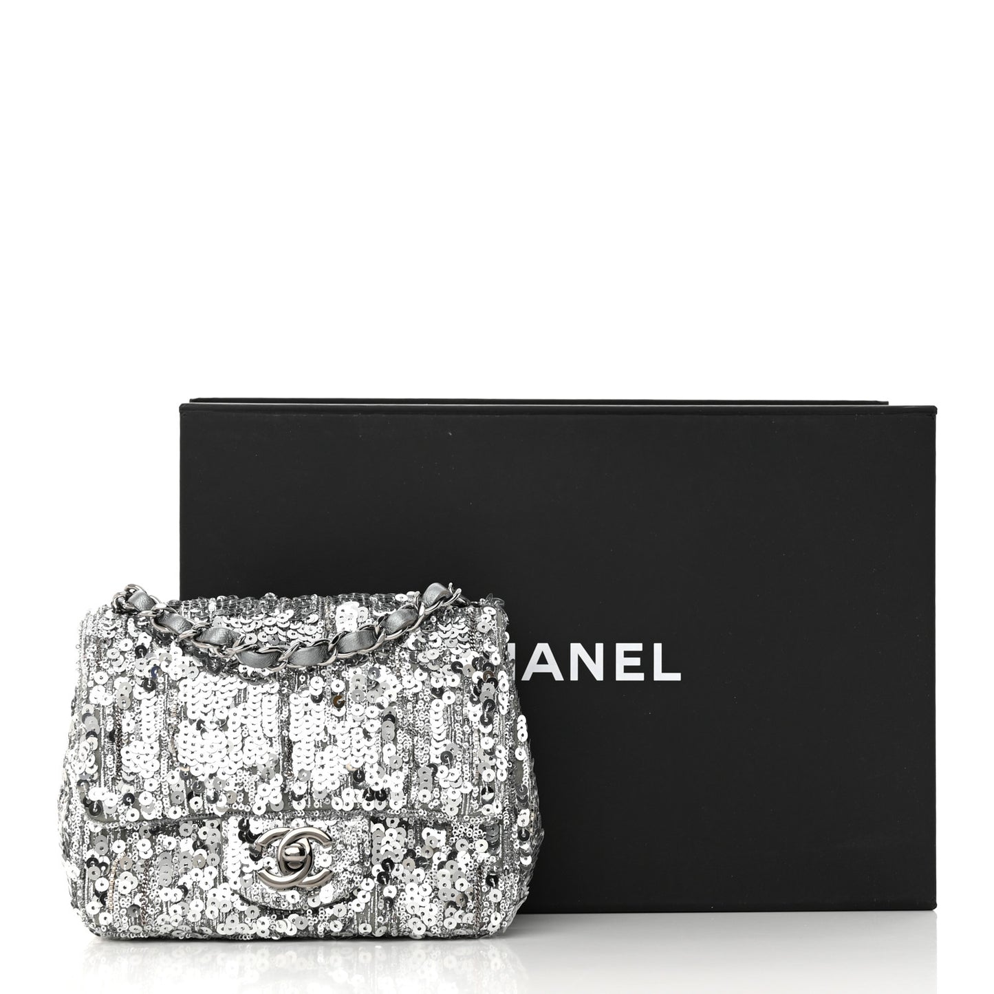 Sequin Mini Square Flap Silver