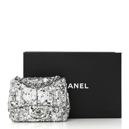 Chanel Sequin Mini Square Flap Silver 16 of 16