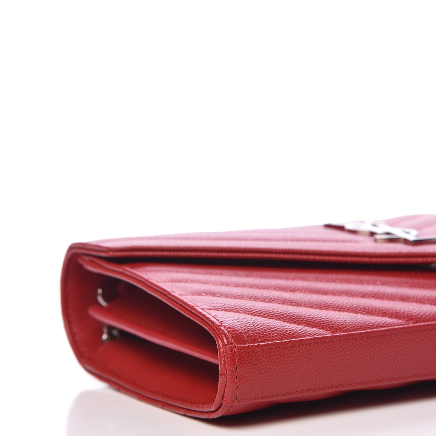Grain De Poudre Matelasse Chevron Monogram Chain Wallet New Red