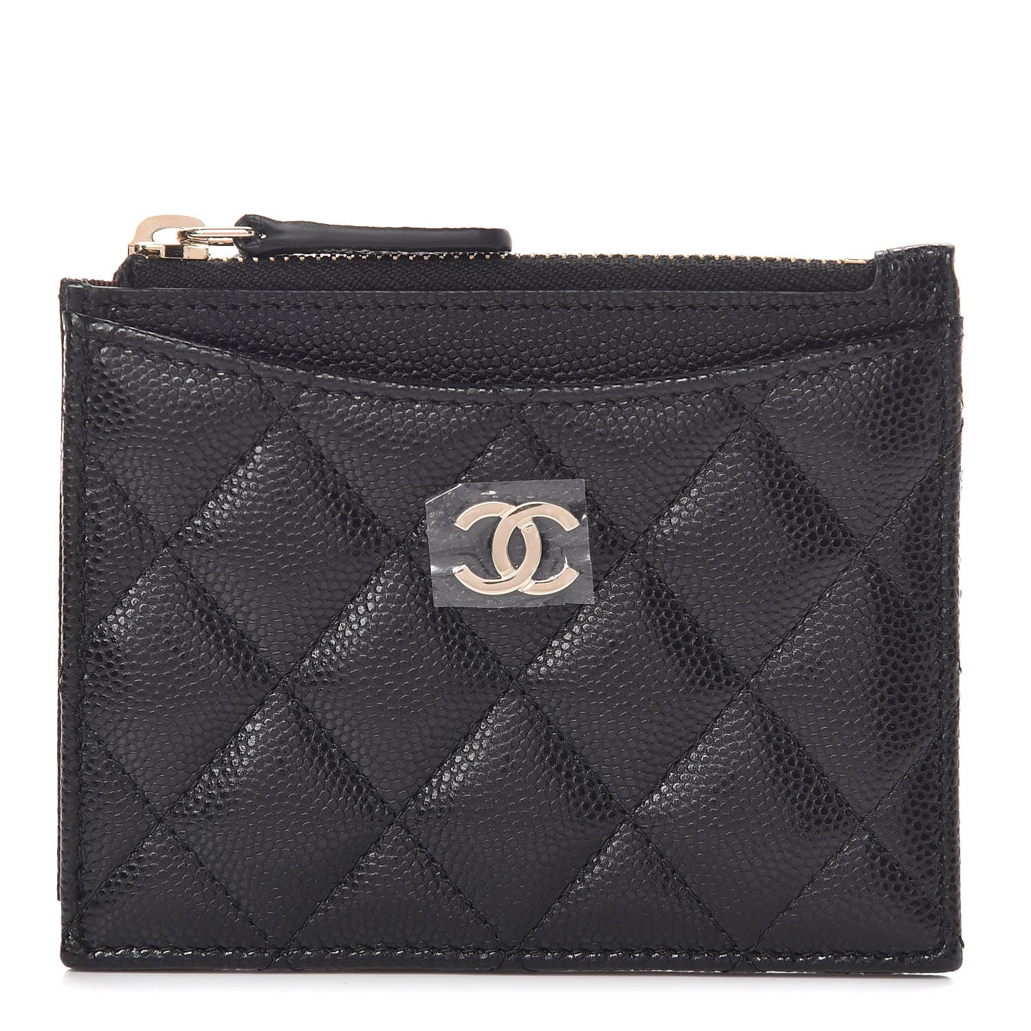Chanel Caviar Quilted CC Zip Card Holder Black 1 of 8