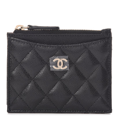 Chanel Caviar Quilted CC Zip Card Holder Black 1 of 8