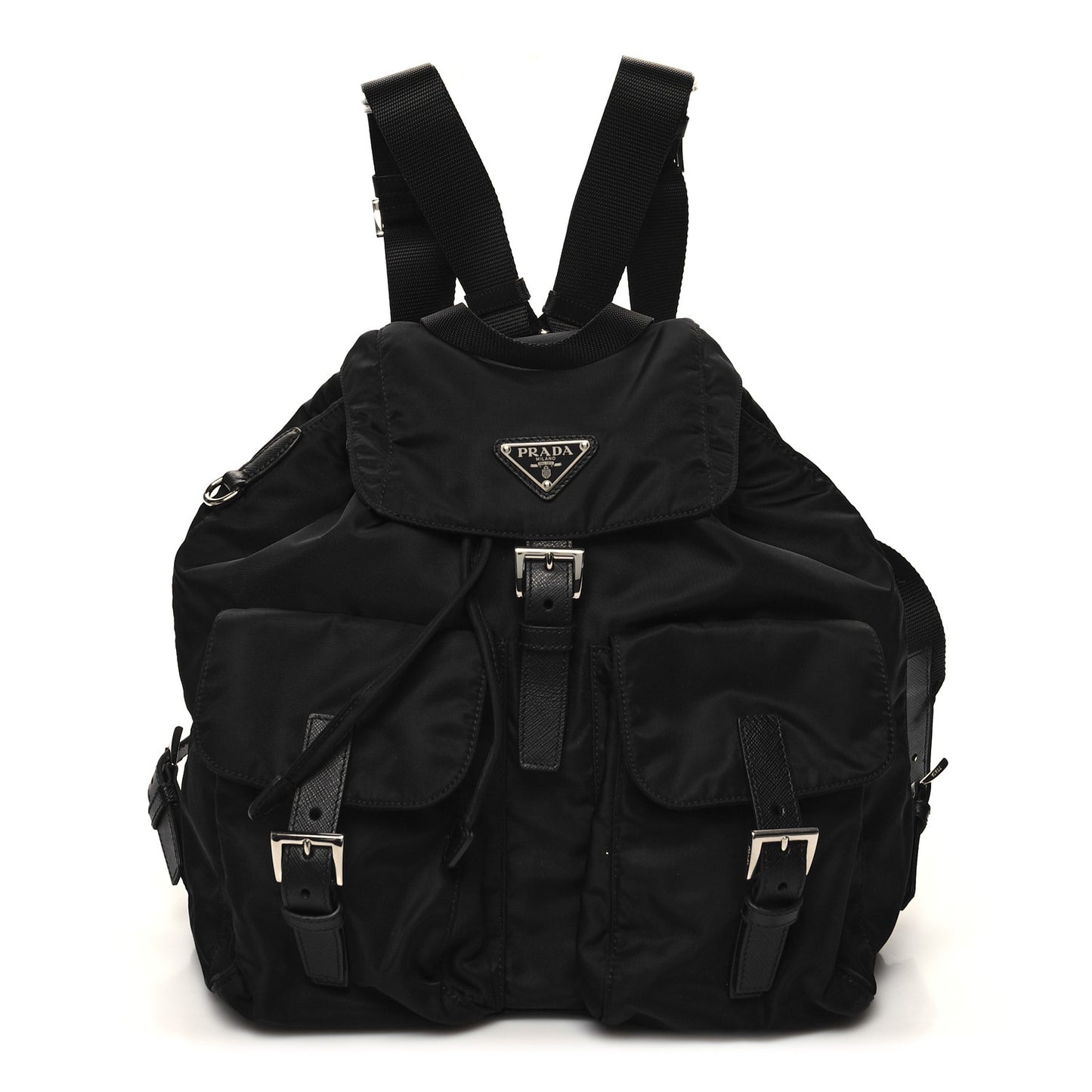Re-Nylon Tessuto Saffiano Medium Backpack Black