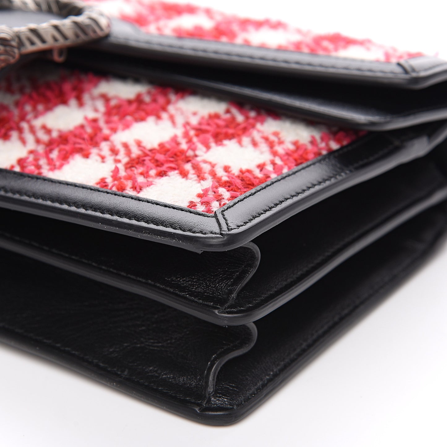 Tweed Check Small Dionysus Shoulder Bag Black Red