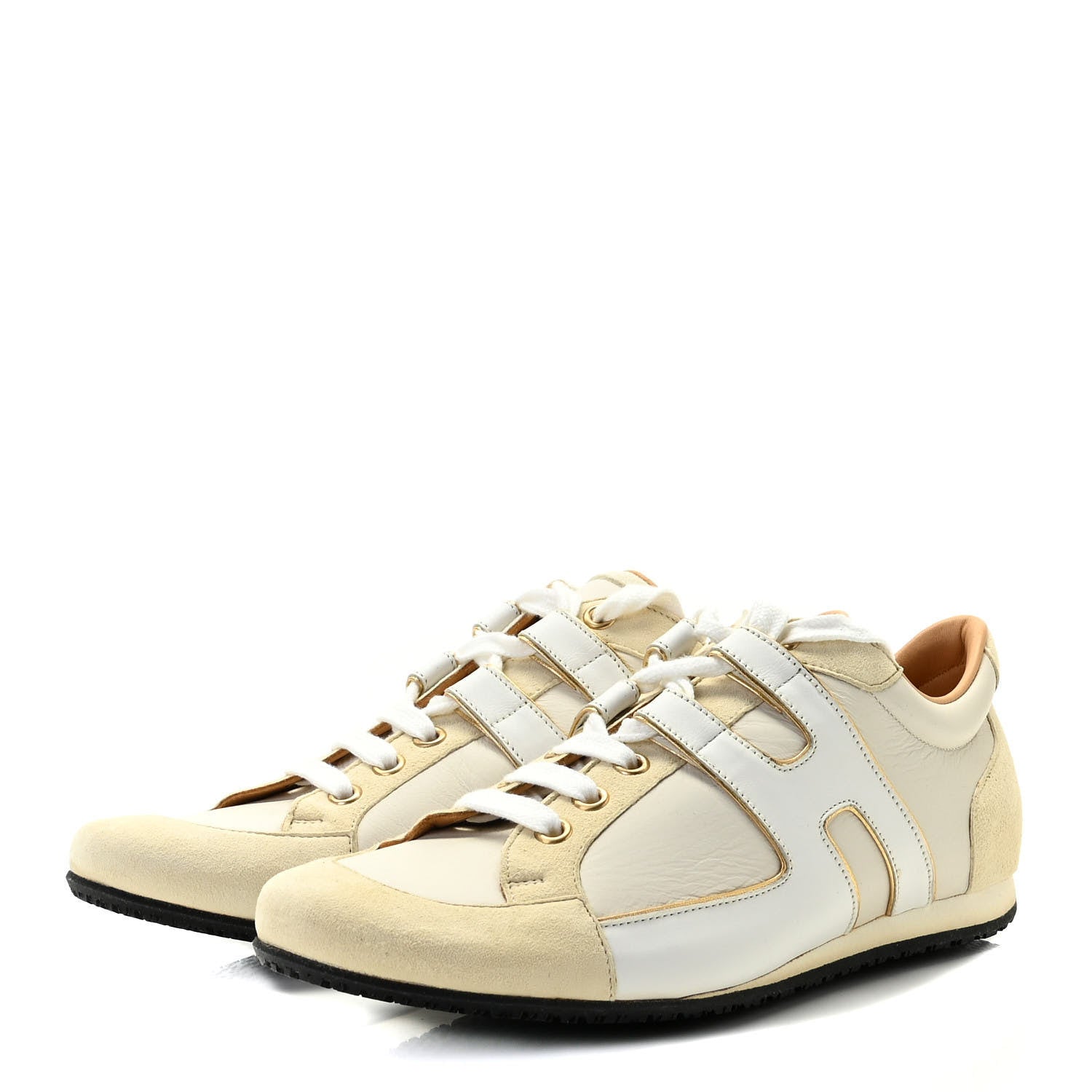 Hermes Calfskin Suede Goatskin Womens Tie Break Sneakers 37.5 3 of 8