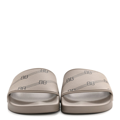 Balenciaga Rubber Allover Logo Pool Slide Sandals 36 Dark Mink 3 of 8