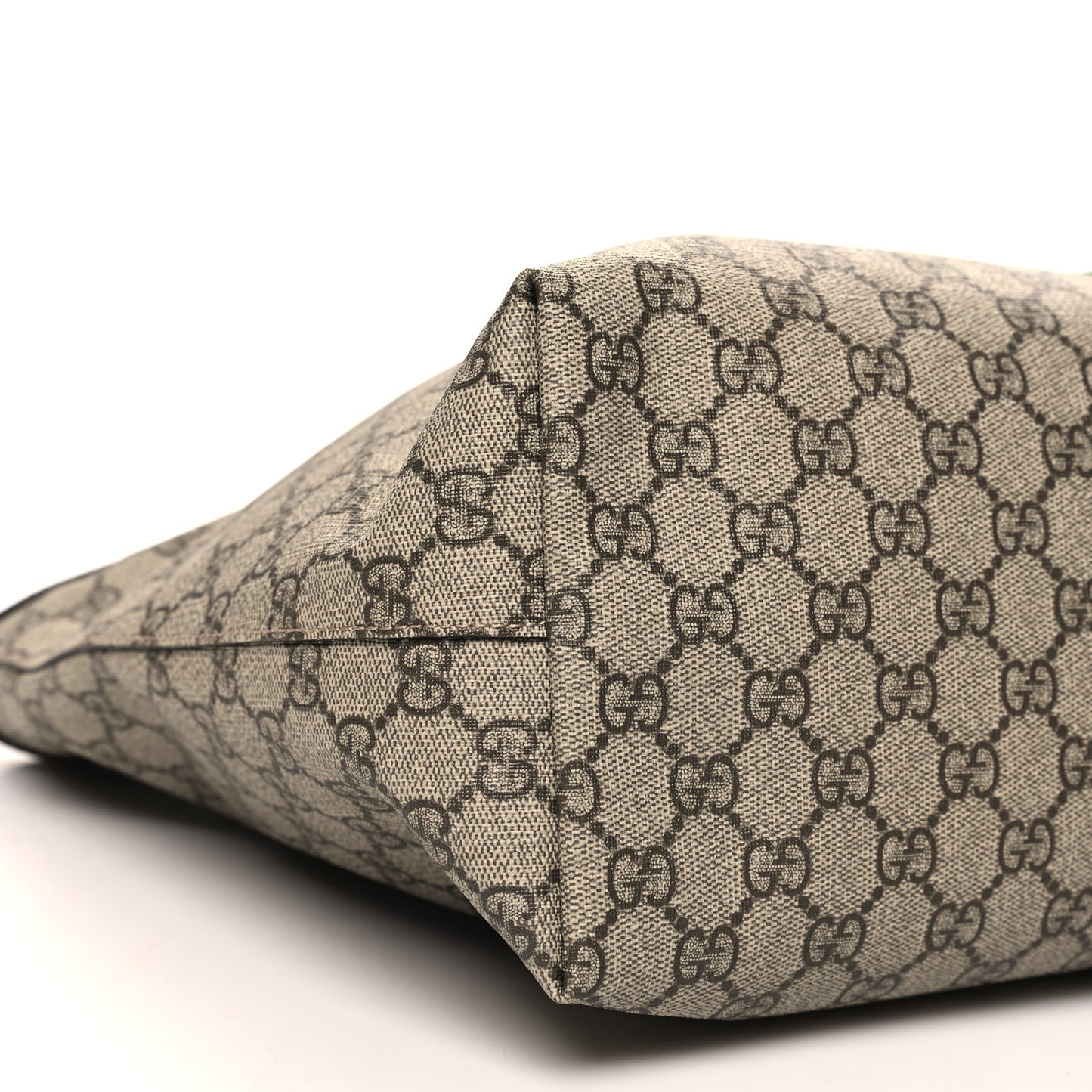GG Supreme Monogram Textured Calfskin Web Medium Ophidia Shopping Tote Beige Ebony New Acero