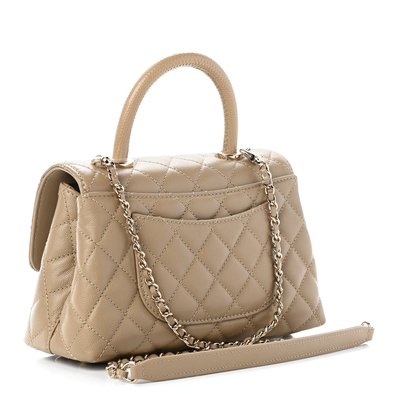 Chanel Caviar Lizard Embossed Quilted Mini Coco Handle Flap Beige 2 of 8