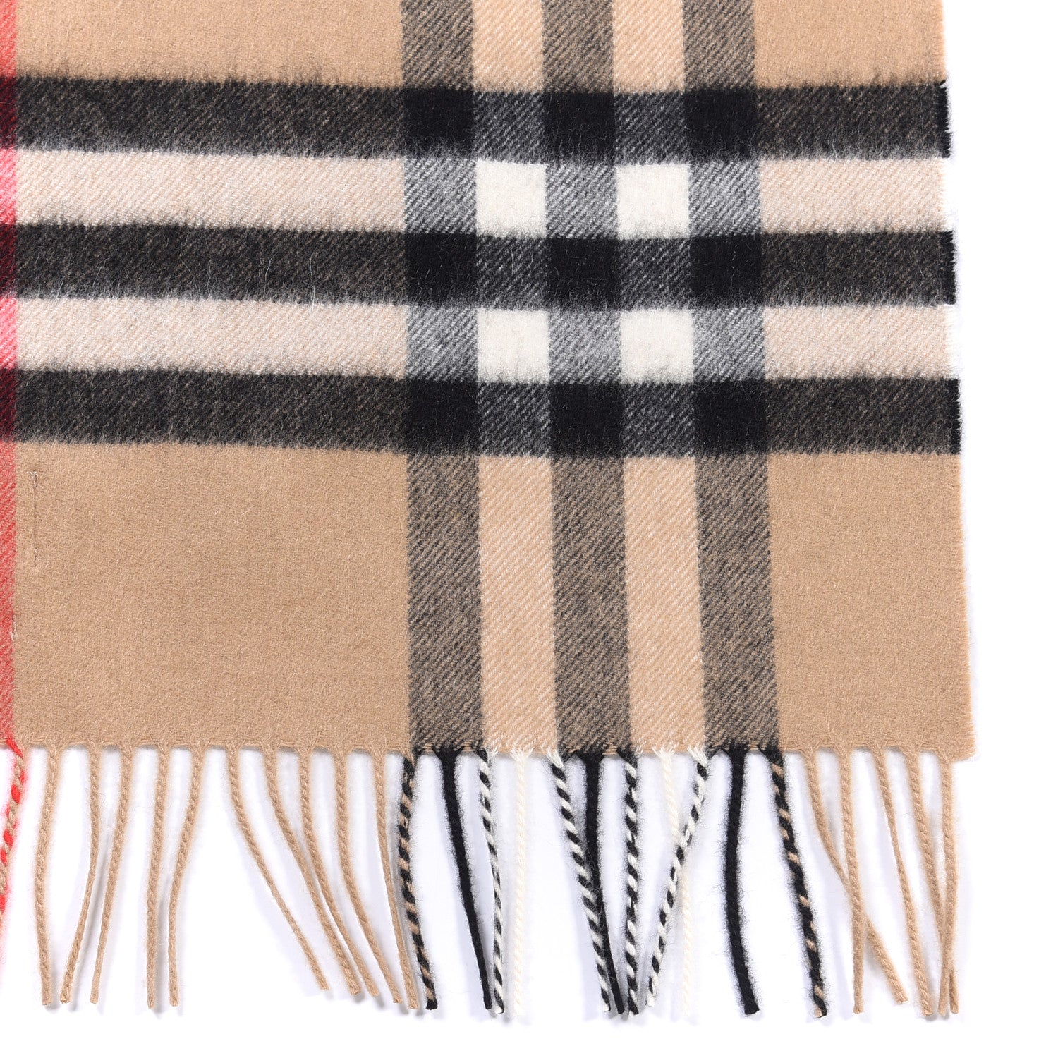 Burberry Cashmere Giant Check Fringe Scarf Archive Beige 3 of 4