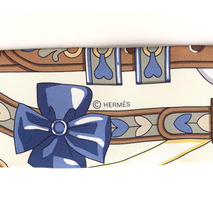 Hermes Silk Harnais De Coeur Twilly Creme Bleu Jean Vert Amande 3 of 4