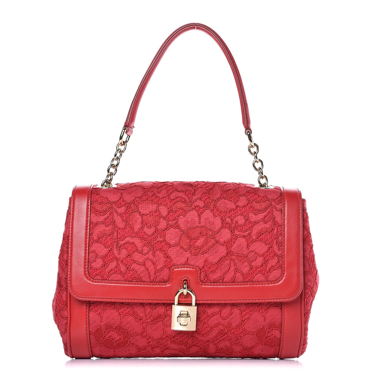Lambskin Lace Miss Dolce Shoulder Bag Red