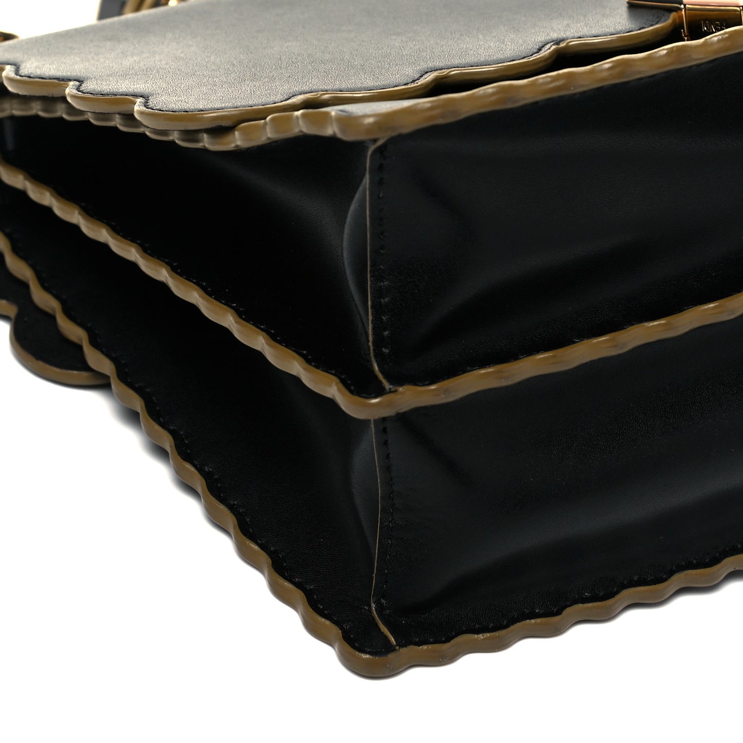 Vitello Liberty Scalloped Studded Kan I Shoulder Bag Black