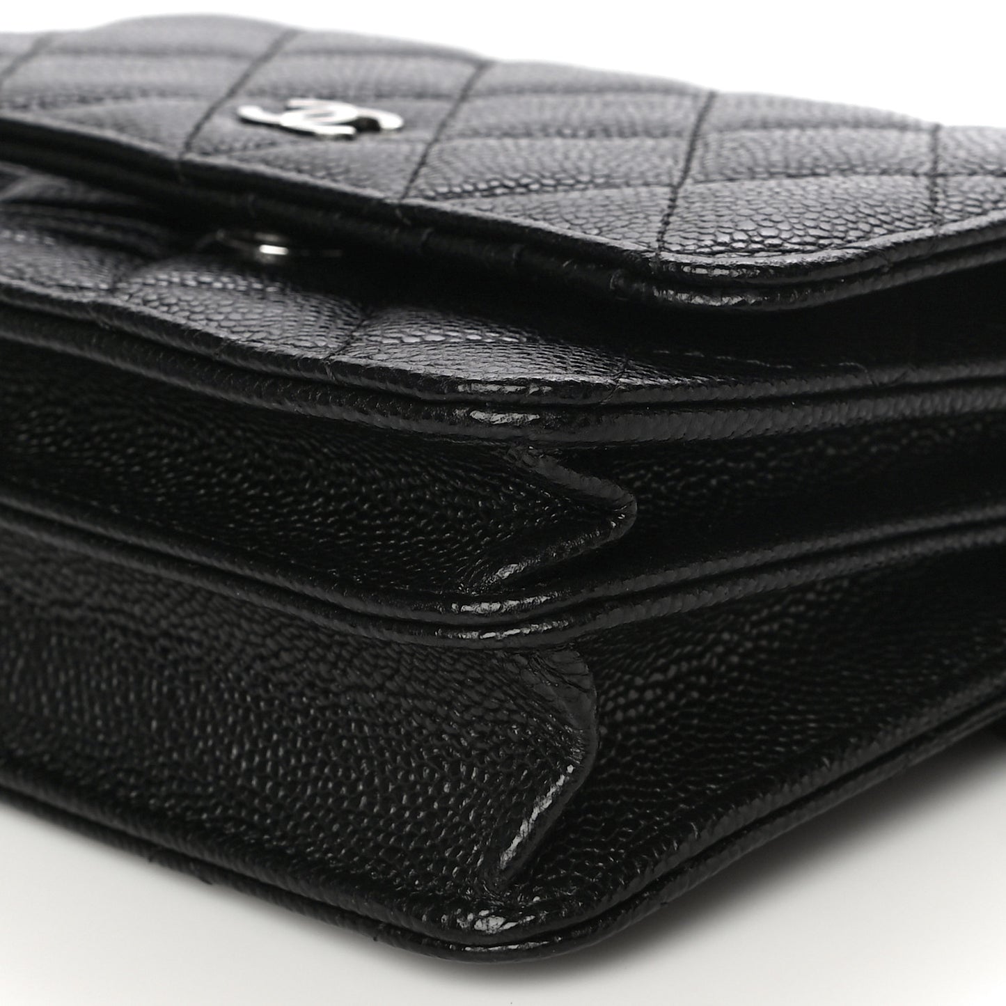 Caviar Quilted Mini Wallet On Chain WOC Black