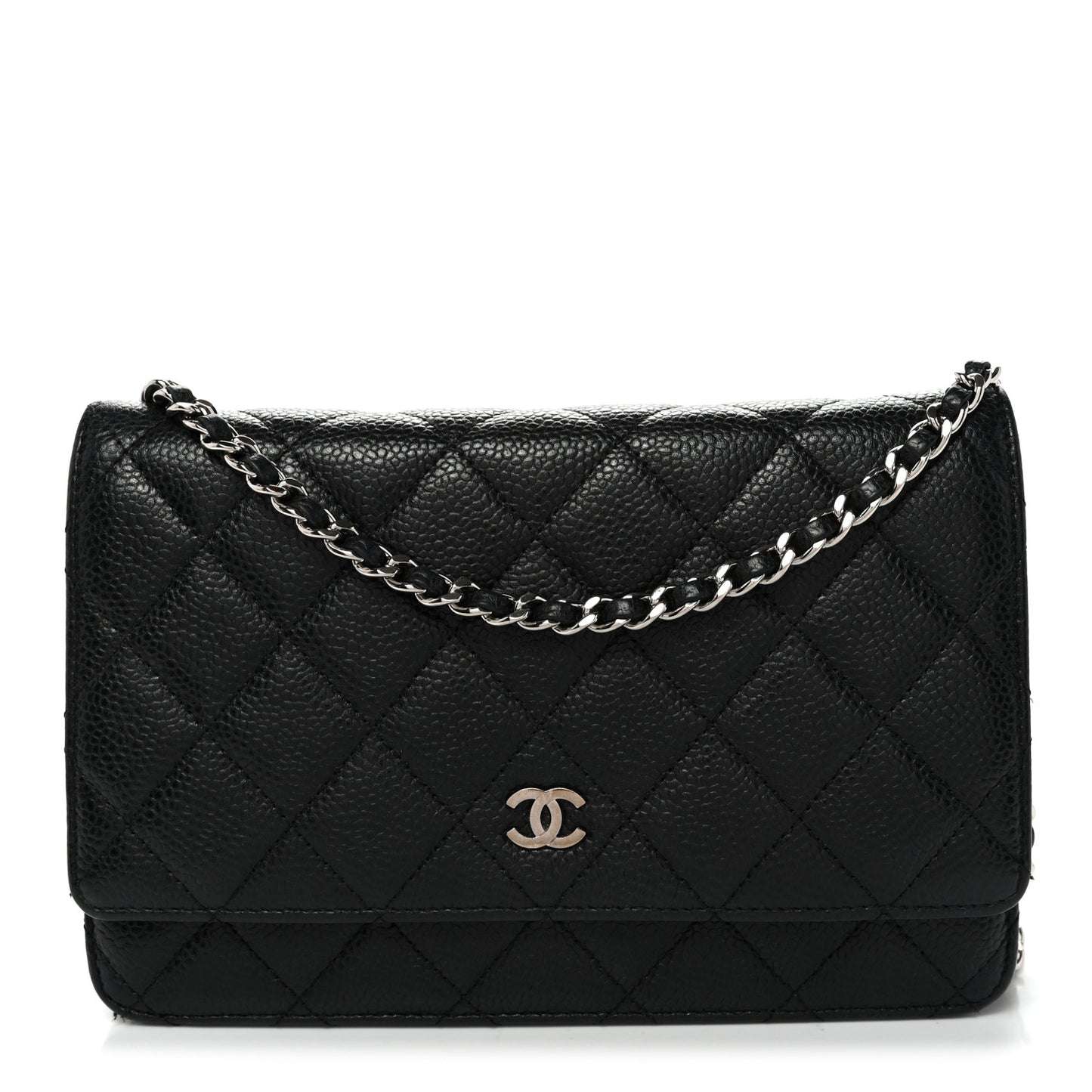 Caviar Quilted Wallet on Chain WOC Black