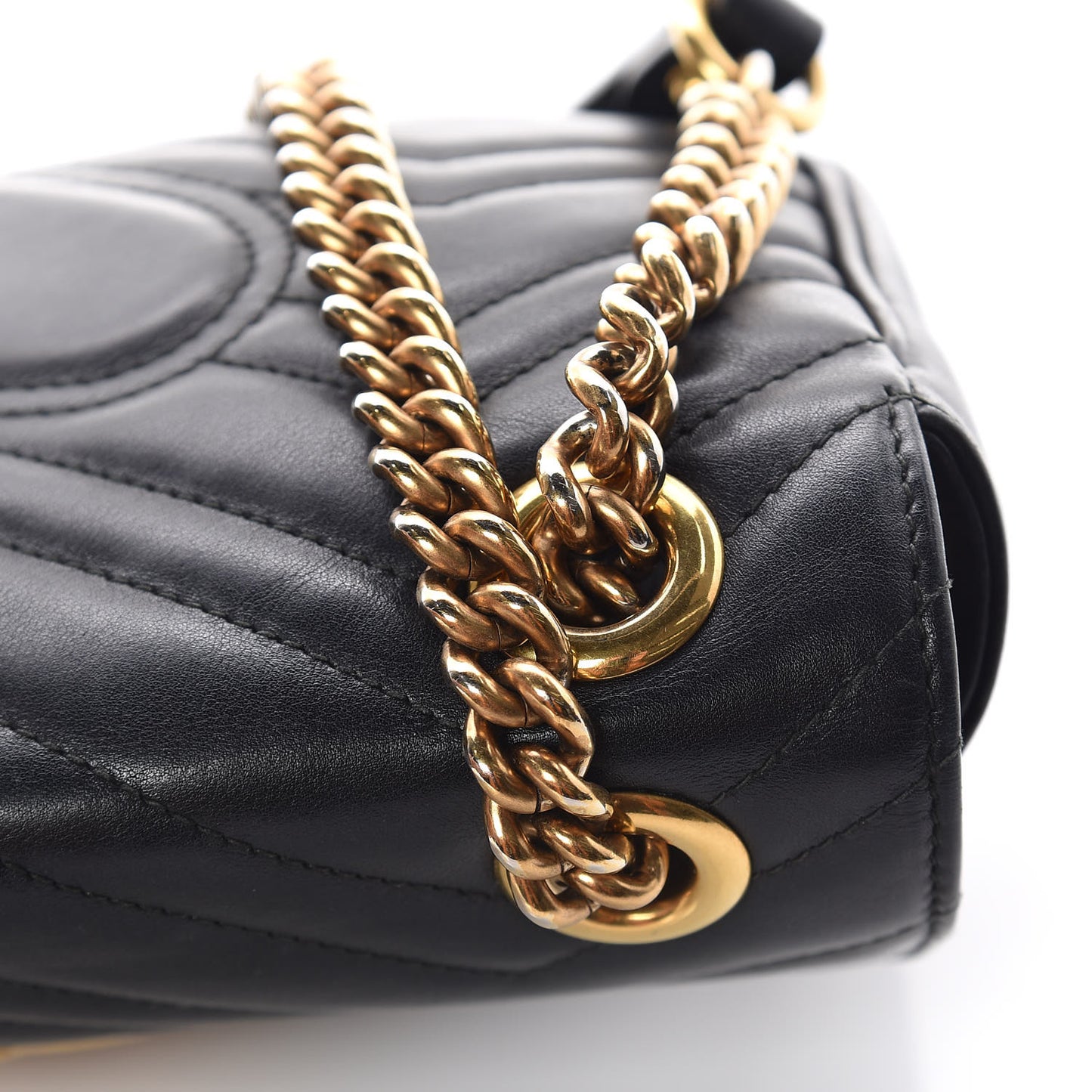 Calfskin Matelasse Mini GG Marmont Shoulder Bag Black