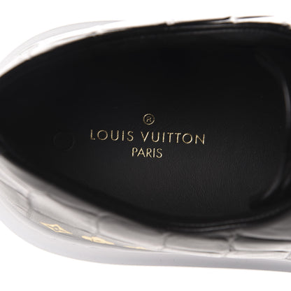 Louis Vuitton Calfskin Crocodile Embossed Monogram Beverly Hills Sneakers 9 Black 8 of 10