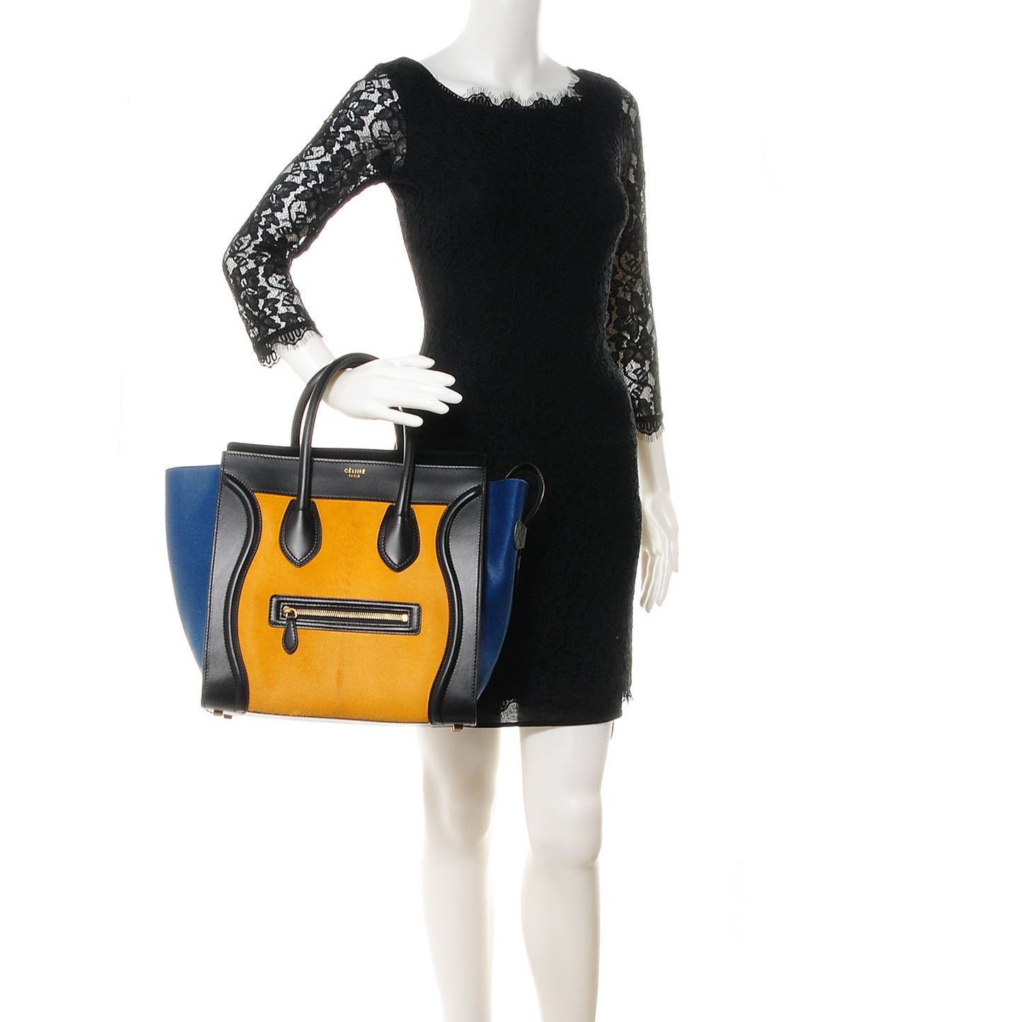 Pony Hair Mini Tri-Color Luggage Royal Blue