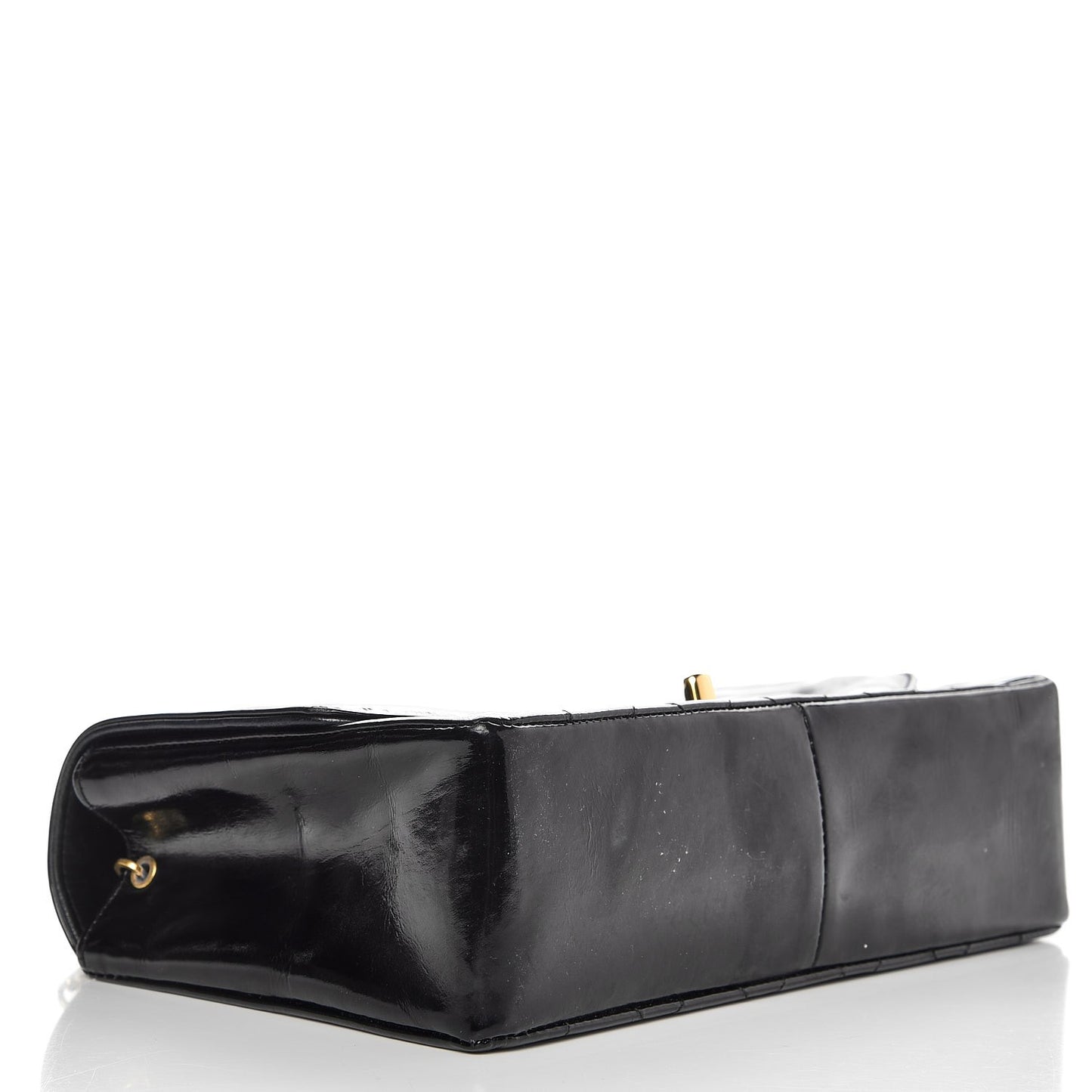 Patent Quilted Medium Single Flap Bag Black