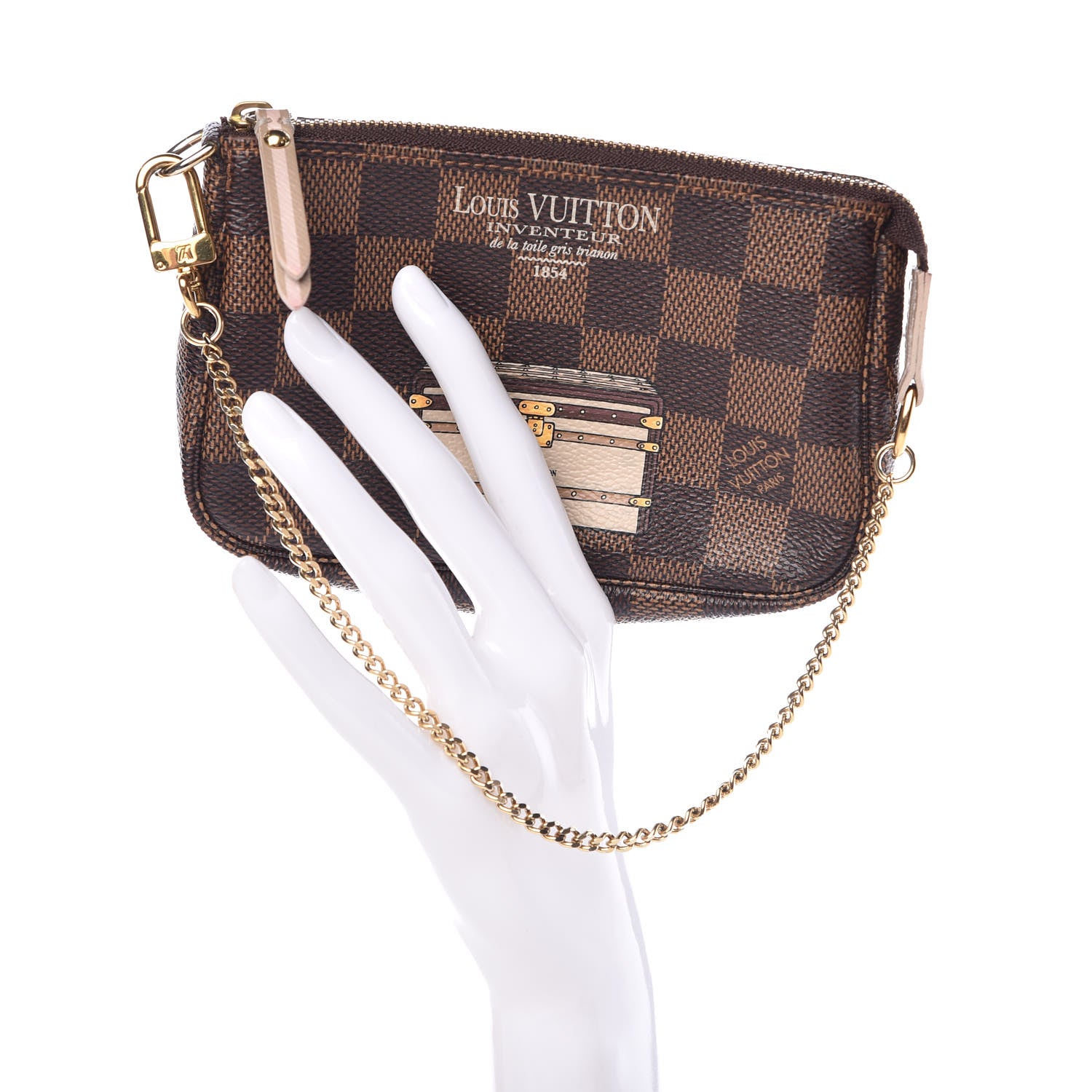 Louis Vuitton Damier Ebene Trunks and Locks Mini Pochette Accessories 2 of 8